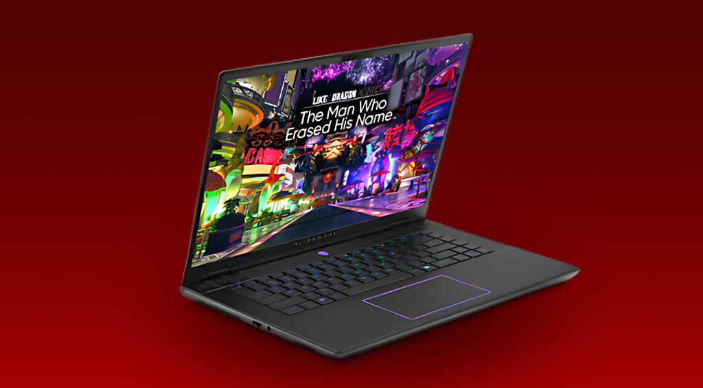 Alienware M16 R2 gaming laptop showcasing its sleek RGB lighting and high-resolution display.