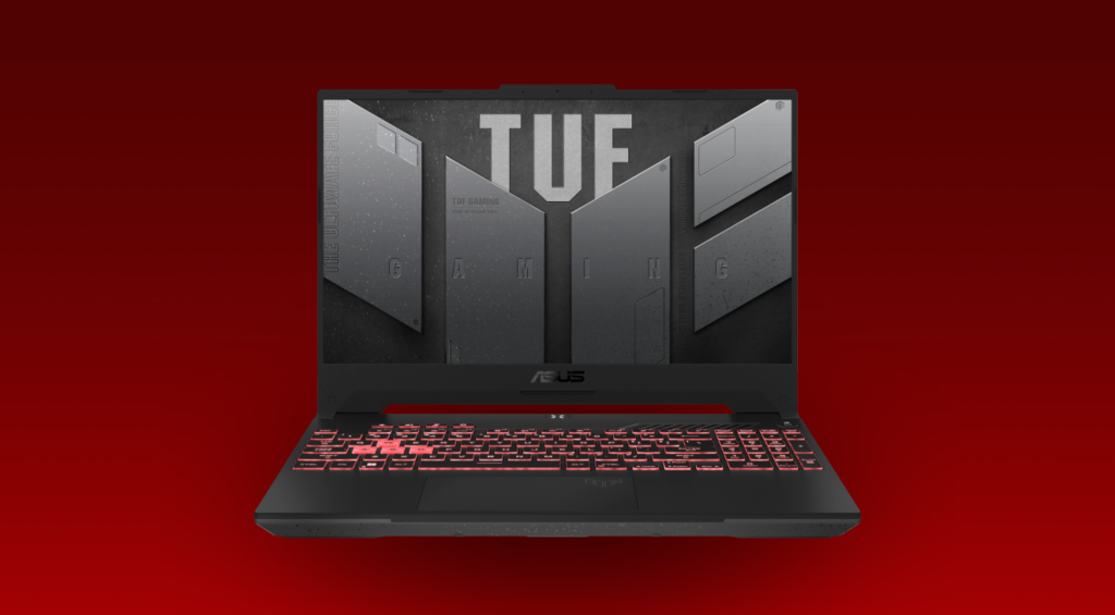 Asus TUF A15, durable laptop with military-grade build for gaming.