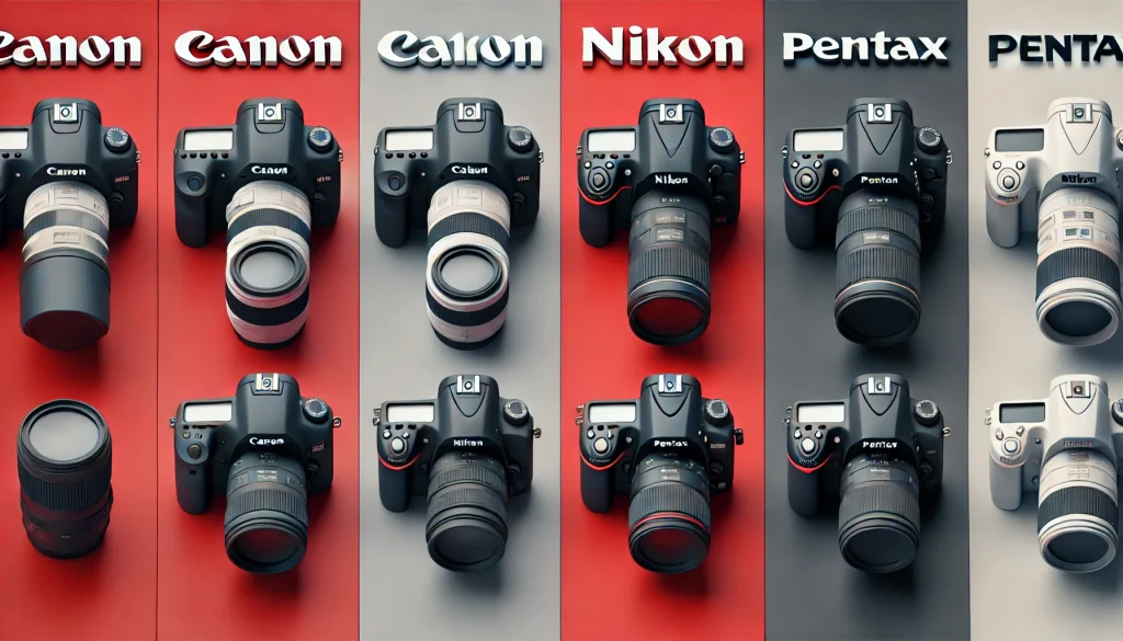  Comparison between Canon, Nikon, and Pentax DSLR cameras.