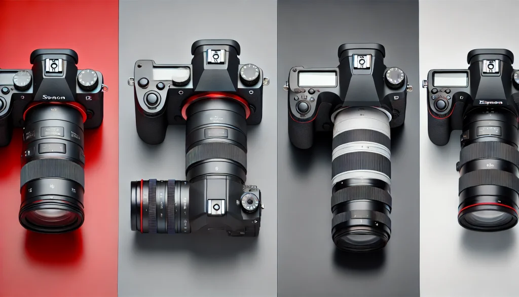 Side-by-side comparison of mirrorless and DSLR cameras, showcasing design, size, and performance differences.