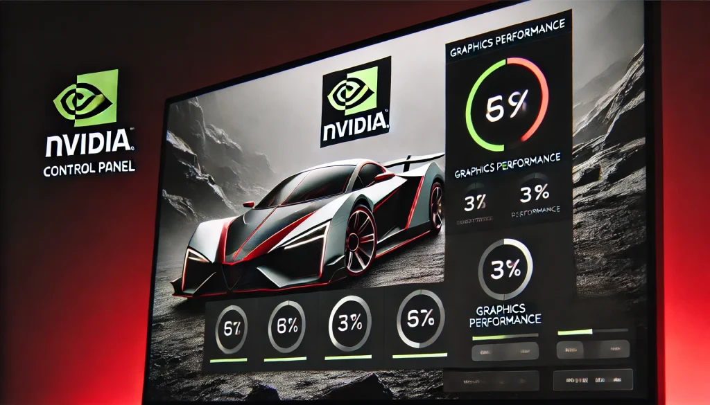 A close-up of NVIDIA control panel settings, highlighting graphics performance options after a recent driver update.