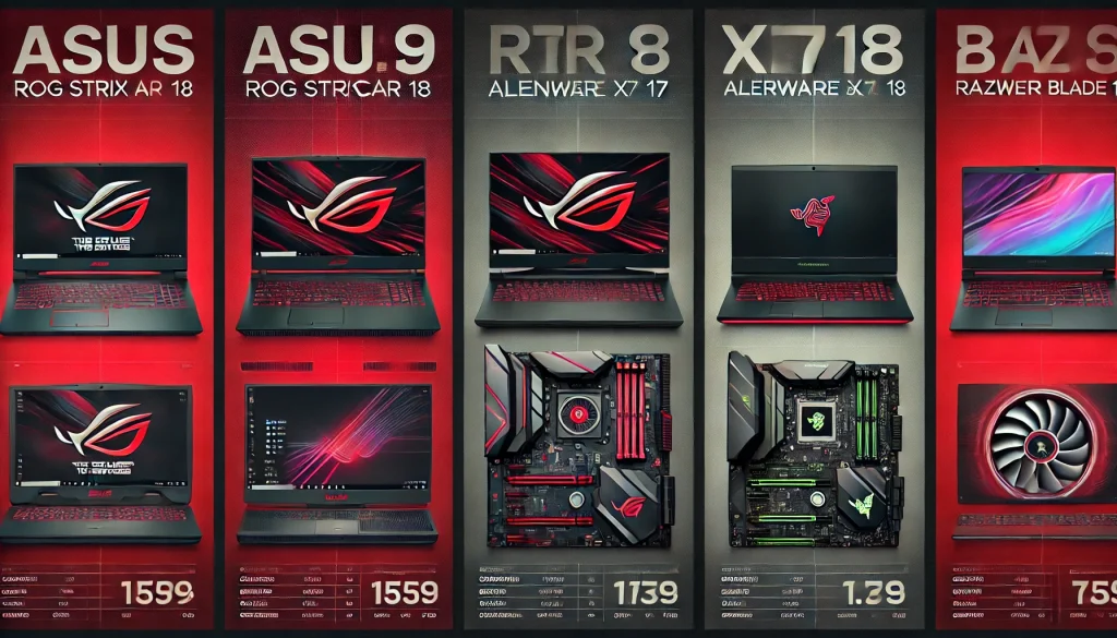 Comparison between Asus ROG Strix Scar 18 and competitors like Alienware x17 and Razer Blade 18.