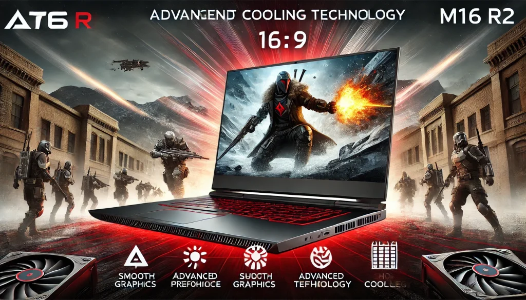  M16 R2 running high-performance games smoothly with advanced cooling.