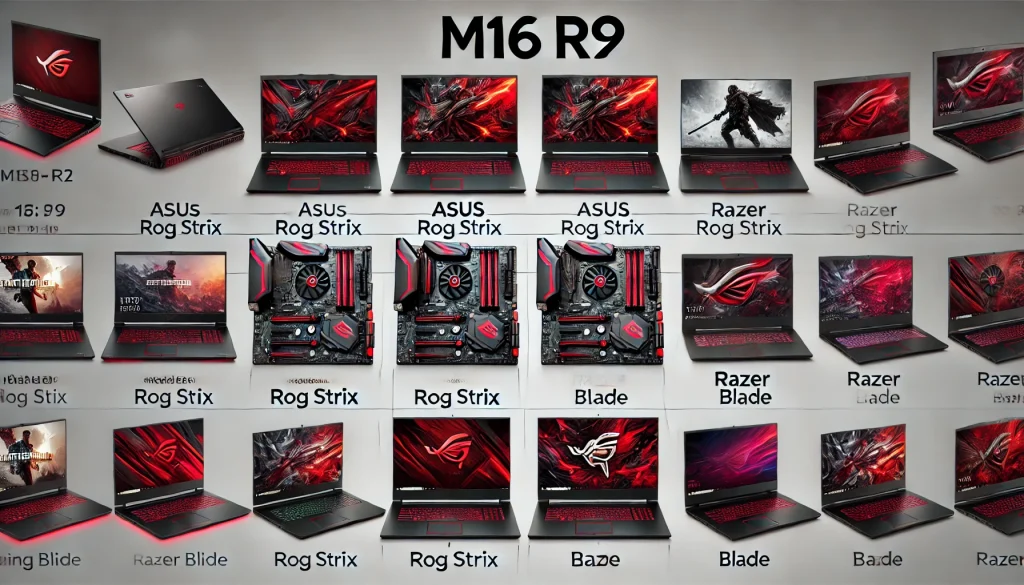 M16 R2 compared with similar gaming laptops like ASUS ROG Strix and Razer Blade.