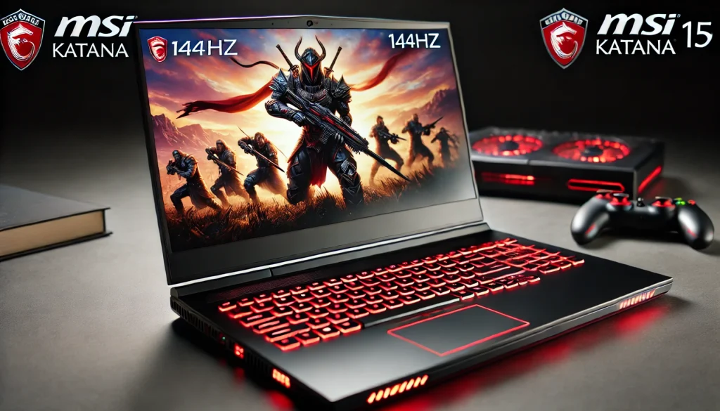 MSI Katana 15 close-up showcasing its 144Hz display and responsive keyboard, ideal for gaming performance.