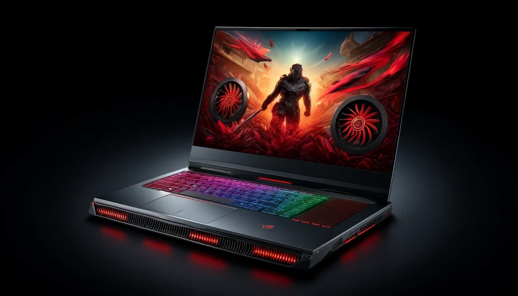 Asus gaming laptop with OLED display and advanced cooling system, designed for high-performance gaming sessions.