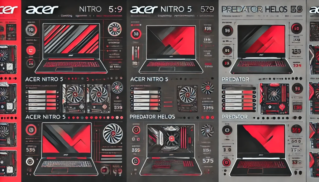 Comparison of Acer’s popular gaming models like the Acer Nitro 5 and Predator Helios.