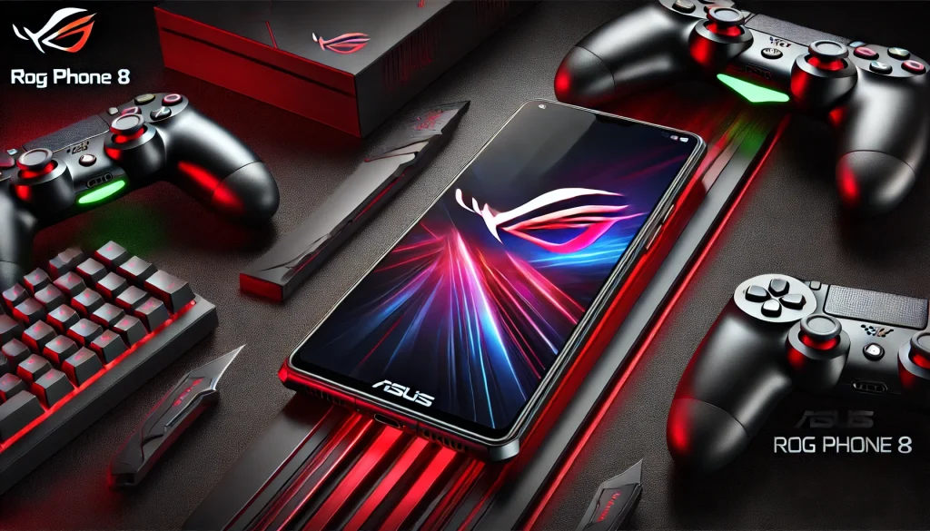 Bold ASUS ROG Phone 8 gaming design.