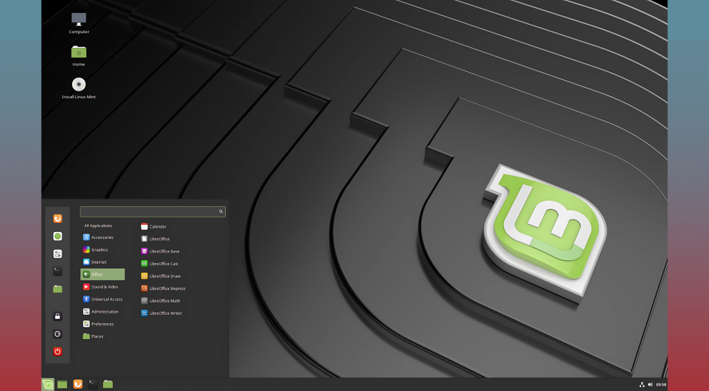 A polished Linux Mint desktop with green accents and Cinnamon interface.