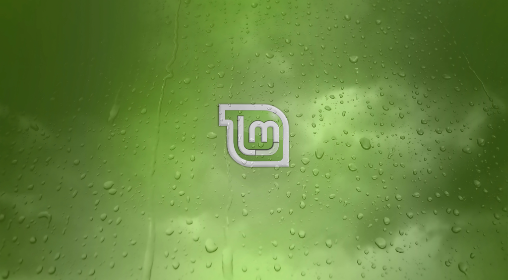 Linux Mint logo glowing on a sleek, minimalist green background.