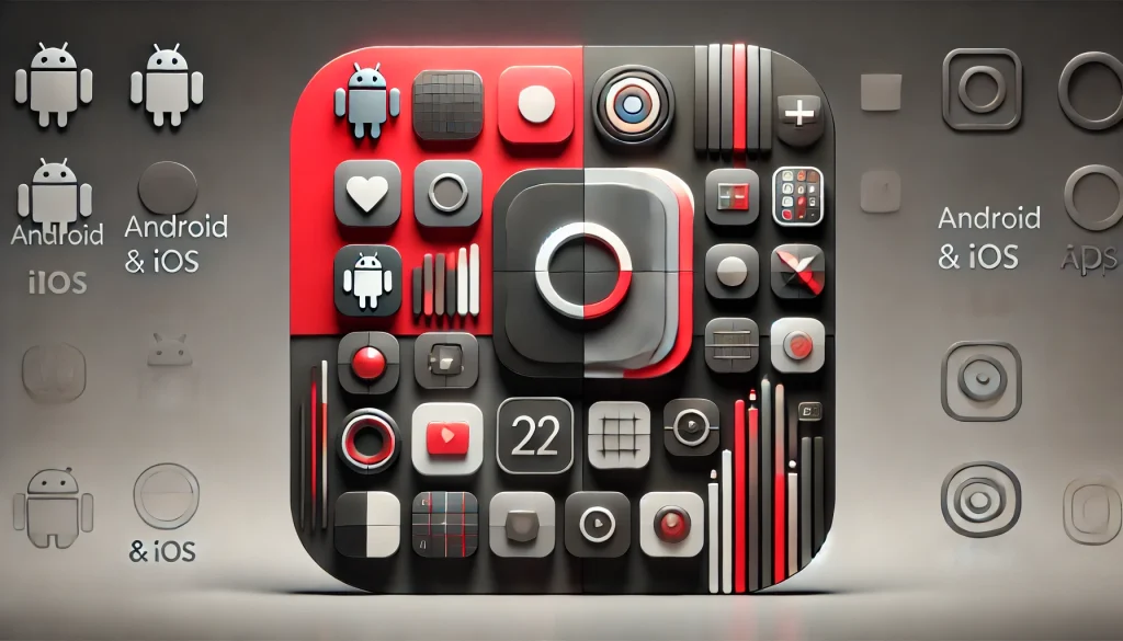 Close-up of Android and iOS app icons side by side, showcasing design contrasts and similarities.