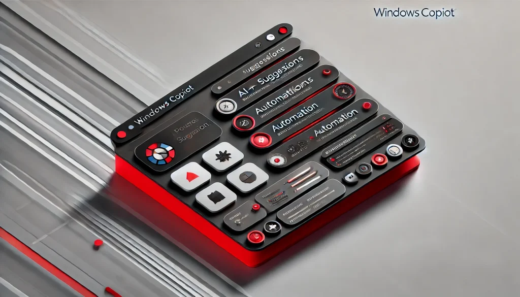 Close-up of Windows Copilot's sidebar displaying AI suggestions and automation features on a Windows desktop.