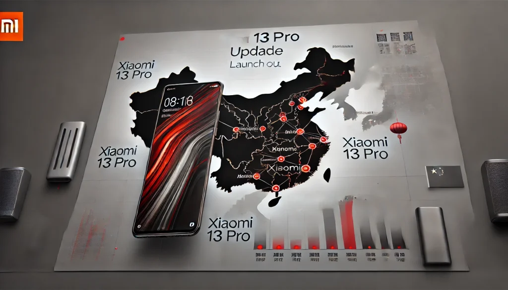 China location map showing Xiaomi 13 Pro update launch.