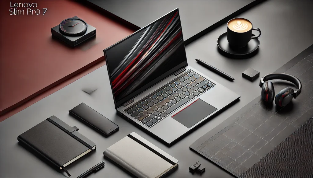 Lenovo Slim Pro 7 showcasing its sleek and lightweight design on a desk.