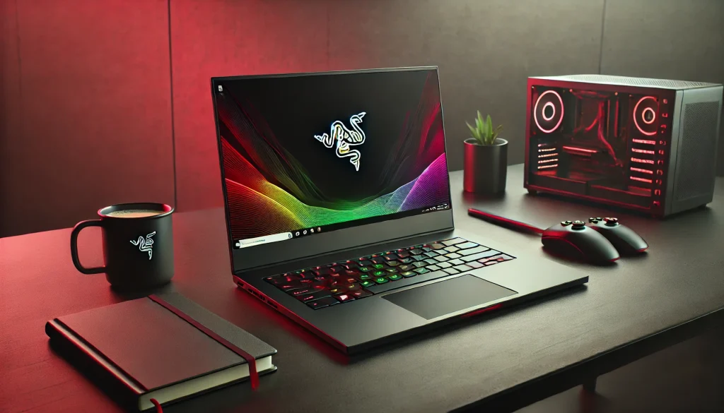 Sleek, high-performance Razer gaming laptop on a modern desk.