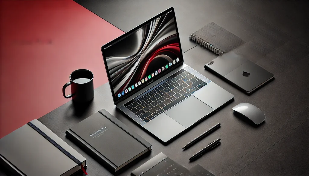 Apple MacBook Pro 14 on a desk, highlighting sleek design and business functionality.