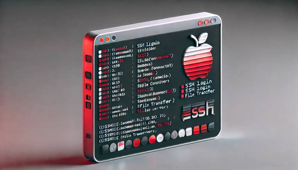 The Mac Terminal interface showing code for SSH connections and file transfers across remote servers.