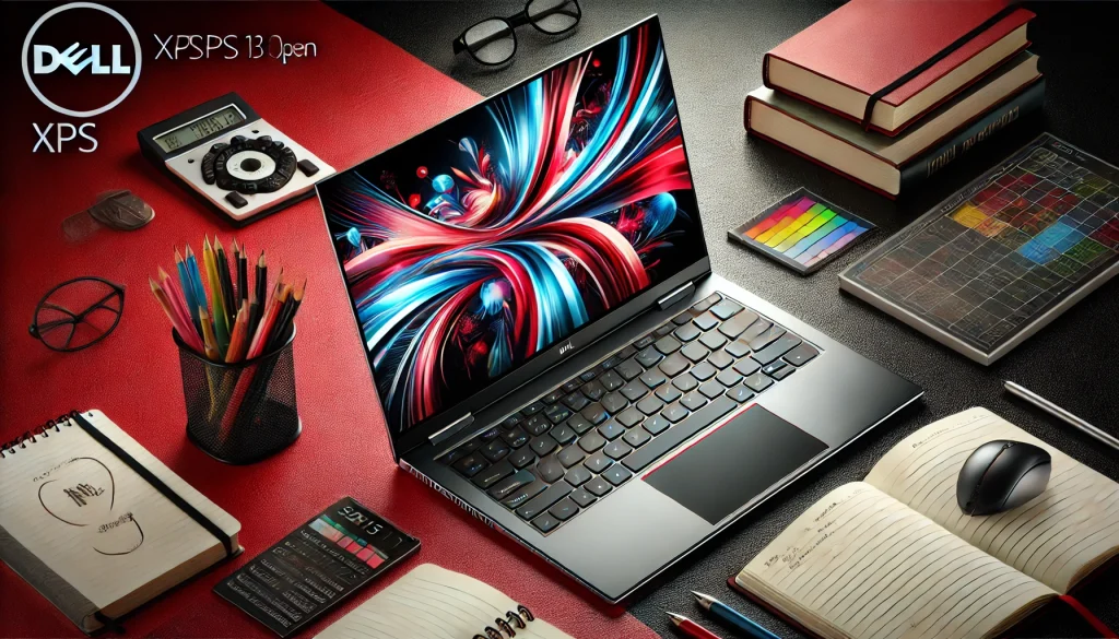 The XPS 13 open with vibrant display, ideal for study sessions.