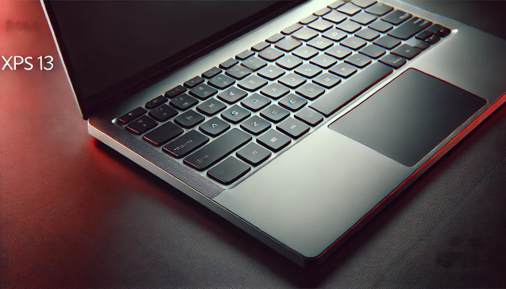 Close-up of the Dell XPS 13’s keyboard and trackpad, emphasizing typing comfort.