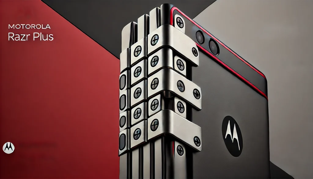 Close-up of Razr Plus hinge, highlighting the premium build quality.