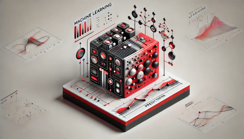 Machine learning algorithm visualized with a training dataset and predictions.