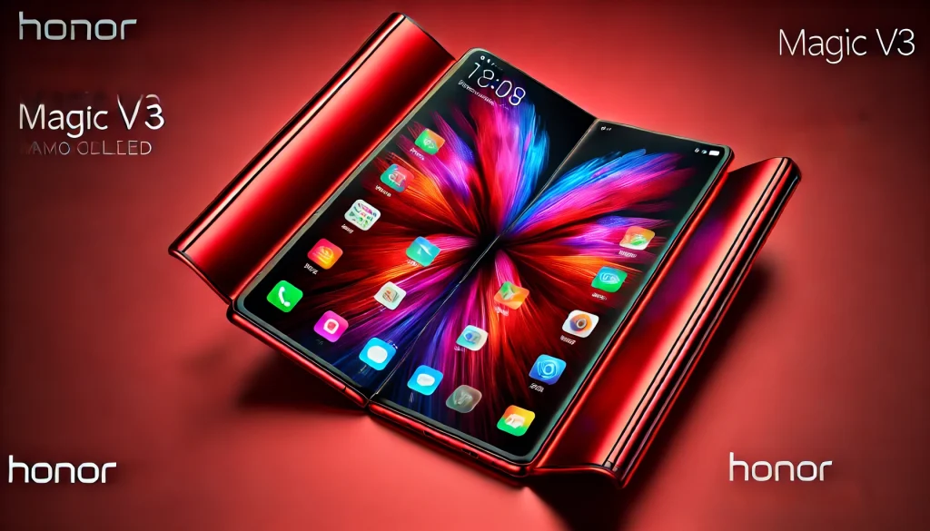 Honor Magic V3 phone with foldable AMOLED display, showcasing its sleek design.