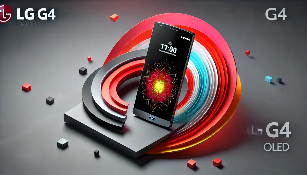 LG G4 OLED smartphone displaying colorful, high-resolution screen in use.