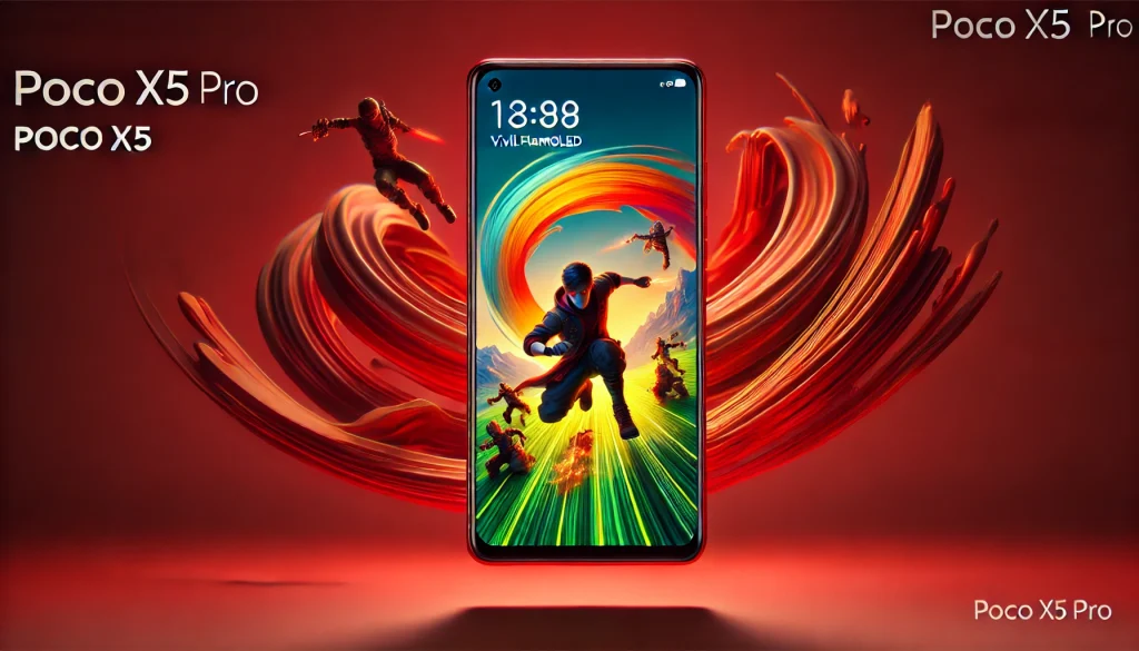 Poco X5 Pro's vivid Flow AMOLED screen with gaming visuals.