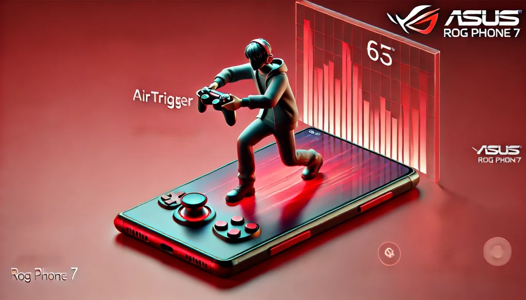 Gamer playing with ROG Phone 7's AirTrigger controls.