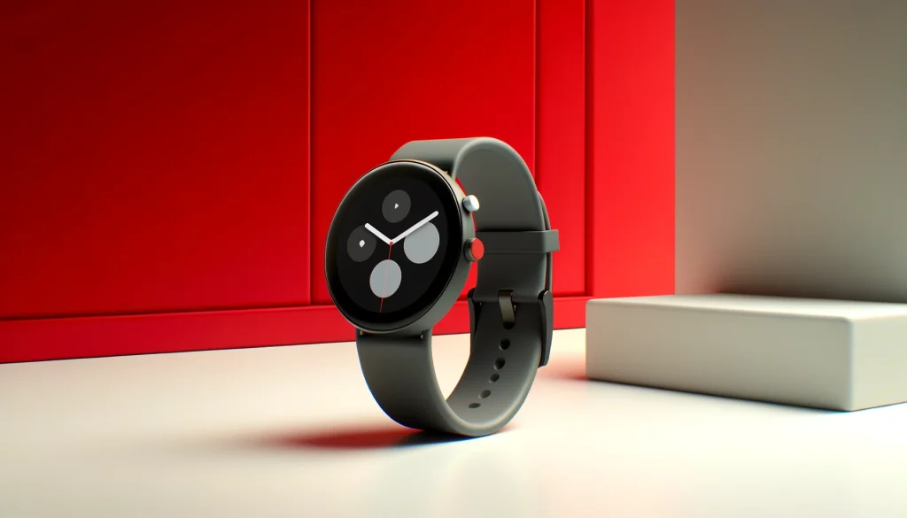 Google Pixel Watch displayed with a minimalist interface in modern design.