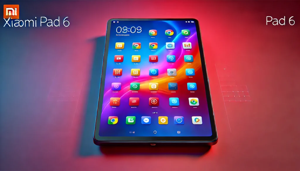 Xiaomi Pad 6's front view displaying home screen.