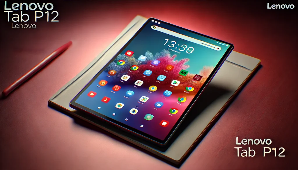  Lenovo Tab P12 front view displaying home screen.