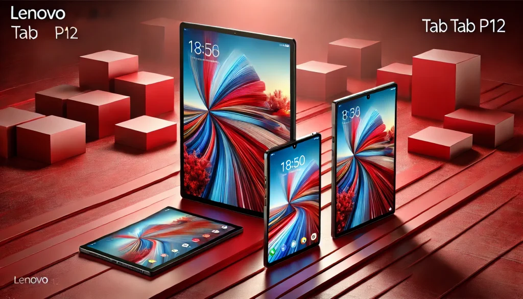 Close-up of Lenovo Tab P12's aluminum chassis and slim bezels.