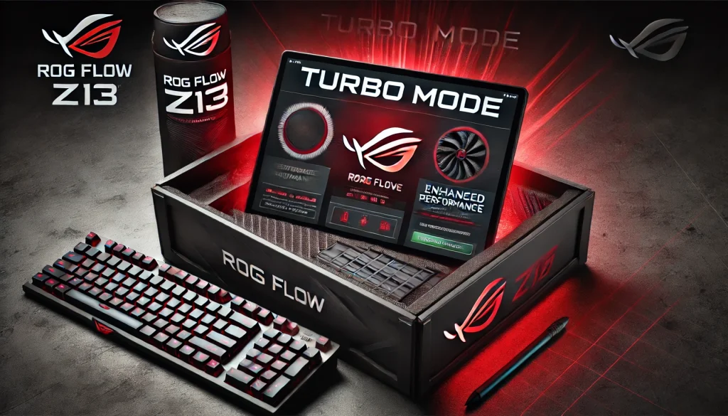 ROG Flow Z13 with Turbo Mode enabled in Armory Crate for gaming.